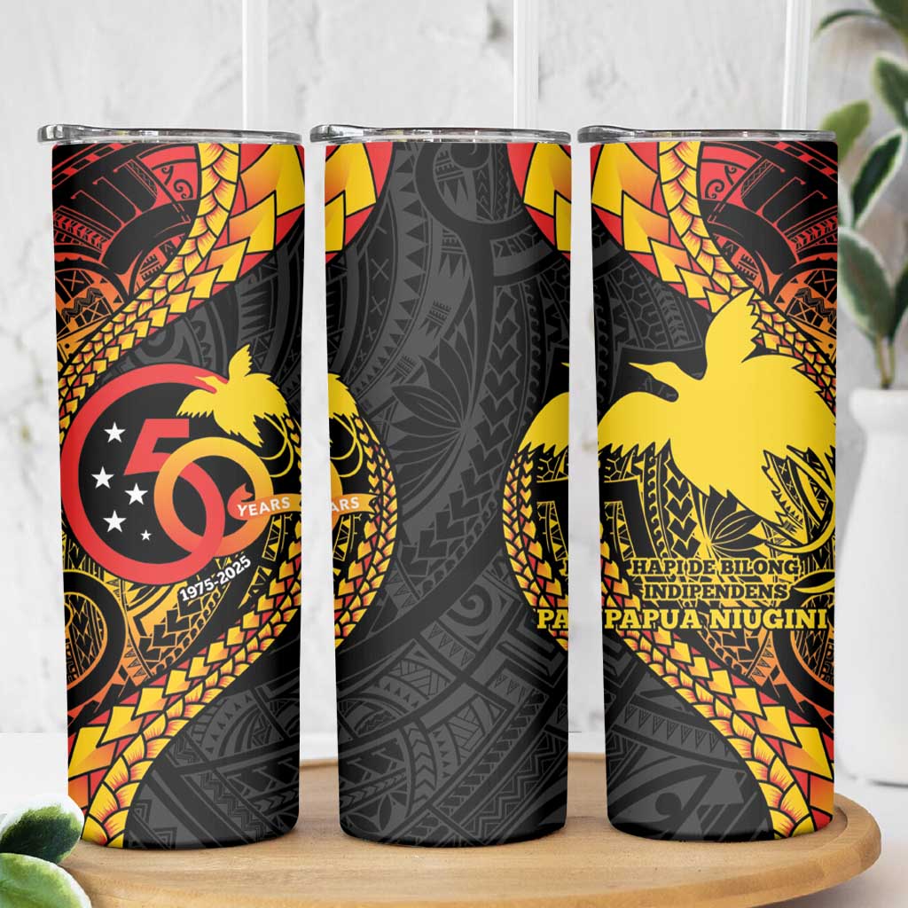 Papua New Guinea Tribal Tattoo Skinny Tumbler 50th Independence Anniversary LT9 - Polynesian Pride