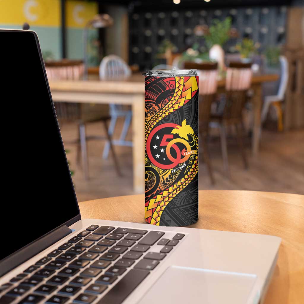 Papua New Guinea Tribal Tattoo Skinny Tumbler 50th Independence Anniversary LT9 - Polynesian Pride