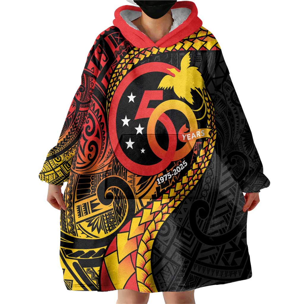 Papua New Guinea Tribal Tattoo Wearable Blanket Hoodie 50th Independence Anniversary LT9 - Polynesian Pride