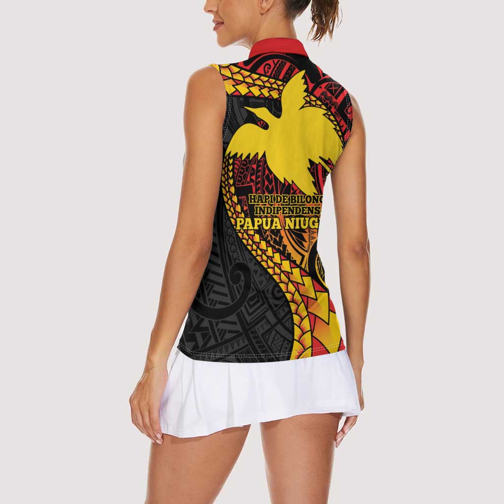 Papua New Guinea Tribal Tattoo Women Sleeveless Polo Shirt 50th Independence Anniversary LT9 - Polynesian Pride