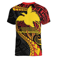 Papua New Guinea Tribal Tattoo Women V-Neck T-Shirt 50th Independence Anniversary LT9 - Polynesian Pride