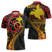 Papua New Guinea Tribal Tattoo Zipper Polo Shirt 50th Independence Anniversary - Polynesian Pride