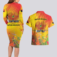 Papua New Guinea Unity in Diversity Couples Matching Long Sleeve Bodycon Dress and Hawaiian Shirt 50th Indipendens Papua Niugini LT9 - Polynesian Pride