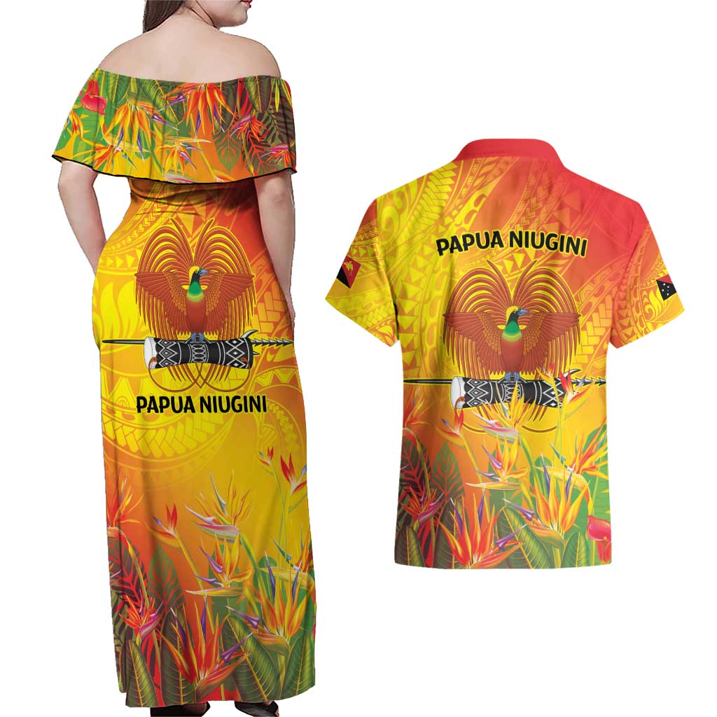 Papua New Guinea Unity in Diversity Couples Matching Off Shoulder Maxi Dress and Hawaiian Shirt 50th Indipendens Papua Niugini LT9 - Polynesian Pride