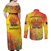 Papua New Guinea Unity in Diversity Couples Matching Off Shoulder Maxi Dress and Long Sleeve Button Shirt 50th Indipendens Papua Niugini LT9 - Polynesian Pride