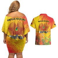 Papua New Guinea Unity in Diversity Couples Matching Off Shoulder Short Dress and Hawaiian Shirt 50th Indipendens Papua Niugini LT9 - Polynesian Pride