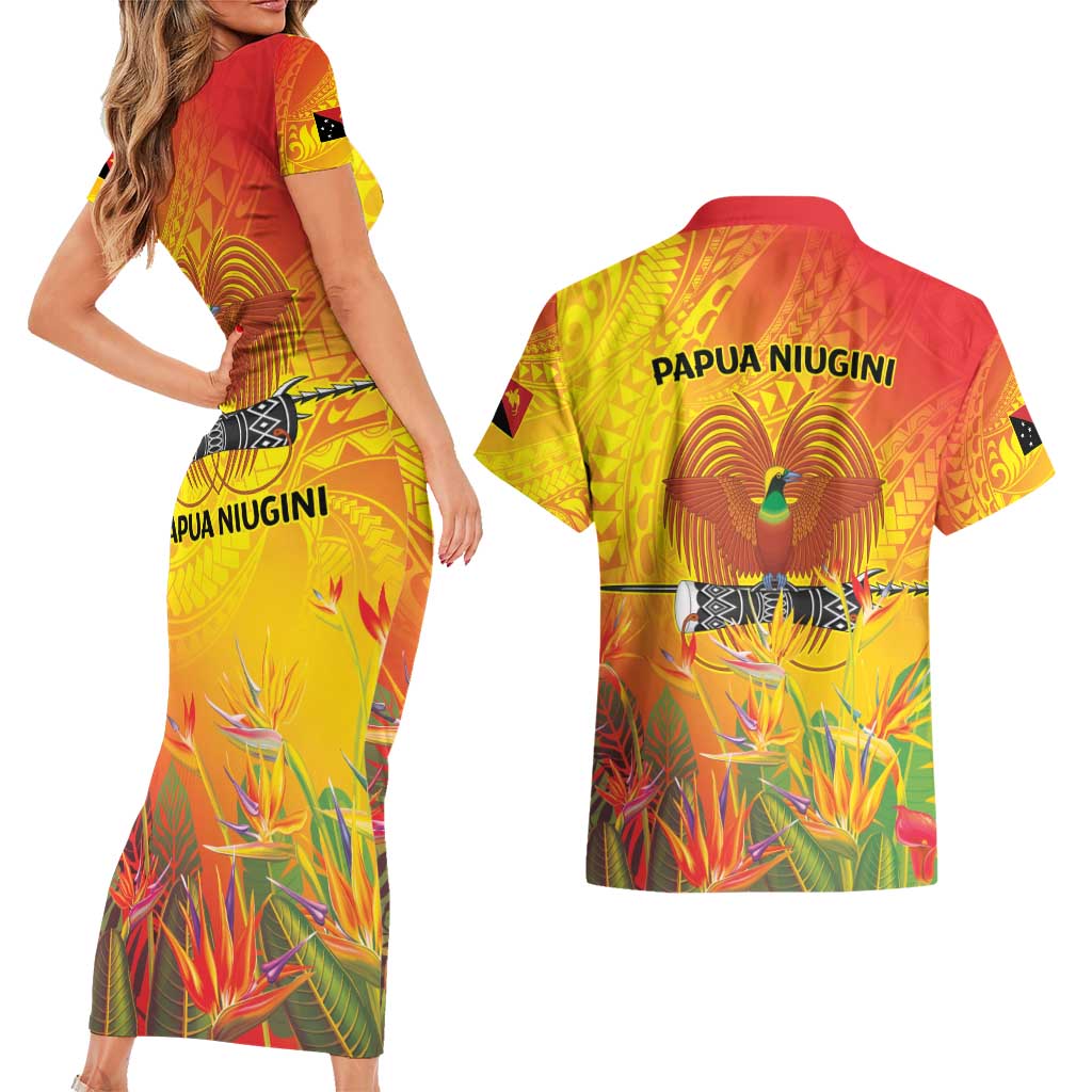Papua New Guinea Unity in Diversity Couples Matching Short Sleeve Bodycon Dress and Hawaiian Shirt 50th Indipendens Papua Niugini LT9 - Polynesian Pride