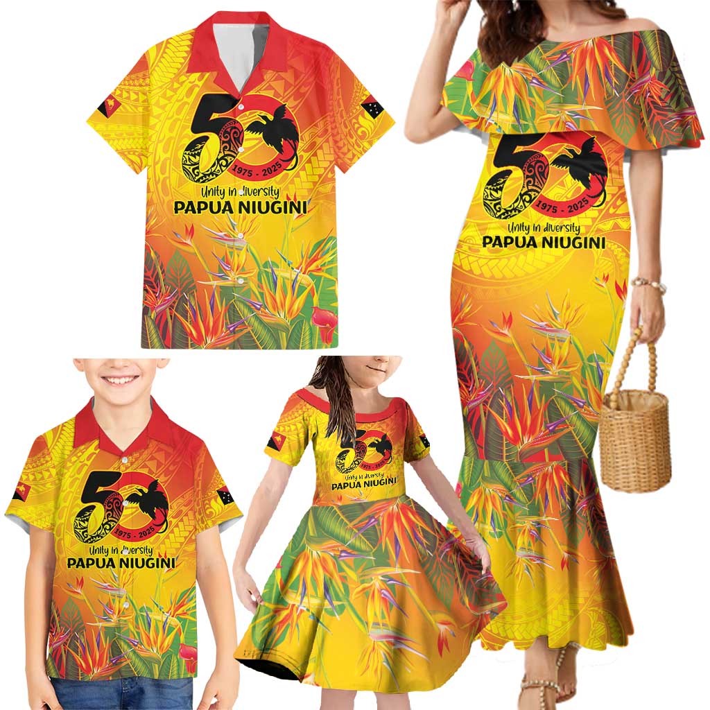 Papua New Guinea Unity in Diversity Family Matching Mermaid Dress and Hawaiian Shirt 50th Indipendens Papua Niugini LT9 - Polynesian Pride