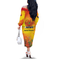 Papua New Guinea Unity in Diversity Family Matching Off The Shoulder Long Sleeve Dress and Hawaiian Shirt 50th Indipendens Papua Niugini LT9 - Polynesian Pride