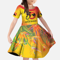Papua New Guinea Unity in Diversity Family Matching Off Shoulder Maxi Dress and Hawaiian Shirt 50th Indipendens Papua Niugini LT9 Daughter's Dress Gold - Polynesian Pride