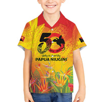 Papua New Guinea Unity in Diversity Family Matching Off Shoulder Maxi Dress and Hawaiian Shirt 50th Indipendens Papua Niugini LT9 Son's Shirt Gold - Polynesian Pride