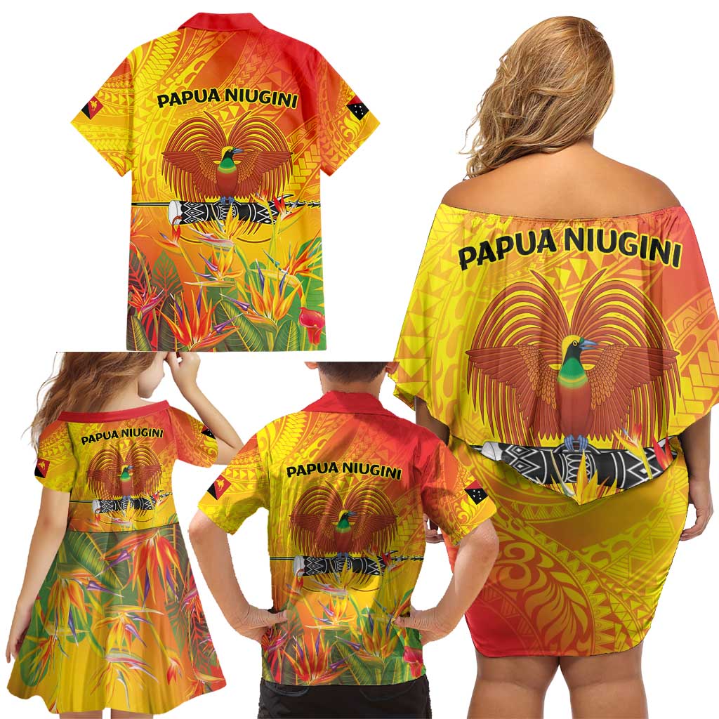Papua New Guinea Unity in Diversity Family Matching Off Shoulder Short Dress and Hawaiian Shirt 50th Indipendens Papua Niugini LT9 - Polynesian Pride