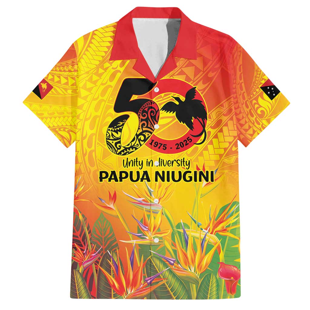 Papua New Guinea Unity in Diversity Family Matching Tank Maxi Dress and Hawaiian Shirt 50th Indipendens Papua Niugini LT9 Dad's Shirt - Short Sleeve Gold - Polynesian Pride