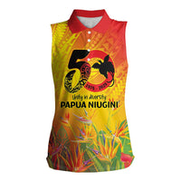 Papua New Guinea Unity in Diversity Women Sleeveless Polo Shirt 50th Indipendens Papua Niugini LT9 Female Gold - Polynesian Pride
