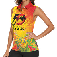 Papua New Guinea Unity in Diversity Women Sleeveless Polo Shirt 50th Indipendens Papua Niugini LT9 - Polynesian Pride