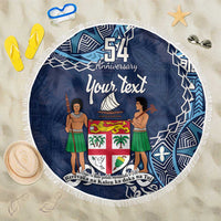 Personalised Fiji 54th Anniversary Beach Blanket Siga Ni Bula Galala Marautaki O Viti LT9 One Size 150cm Blue - Polynesian Pride