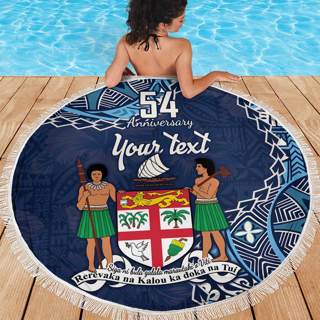 Personalised Fiji 54th Anniversary Beach Blanket Siga Ni Bula Galala Marautaki O Viti LT9 - Polynesian Pride