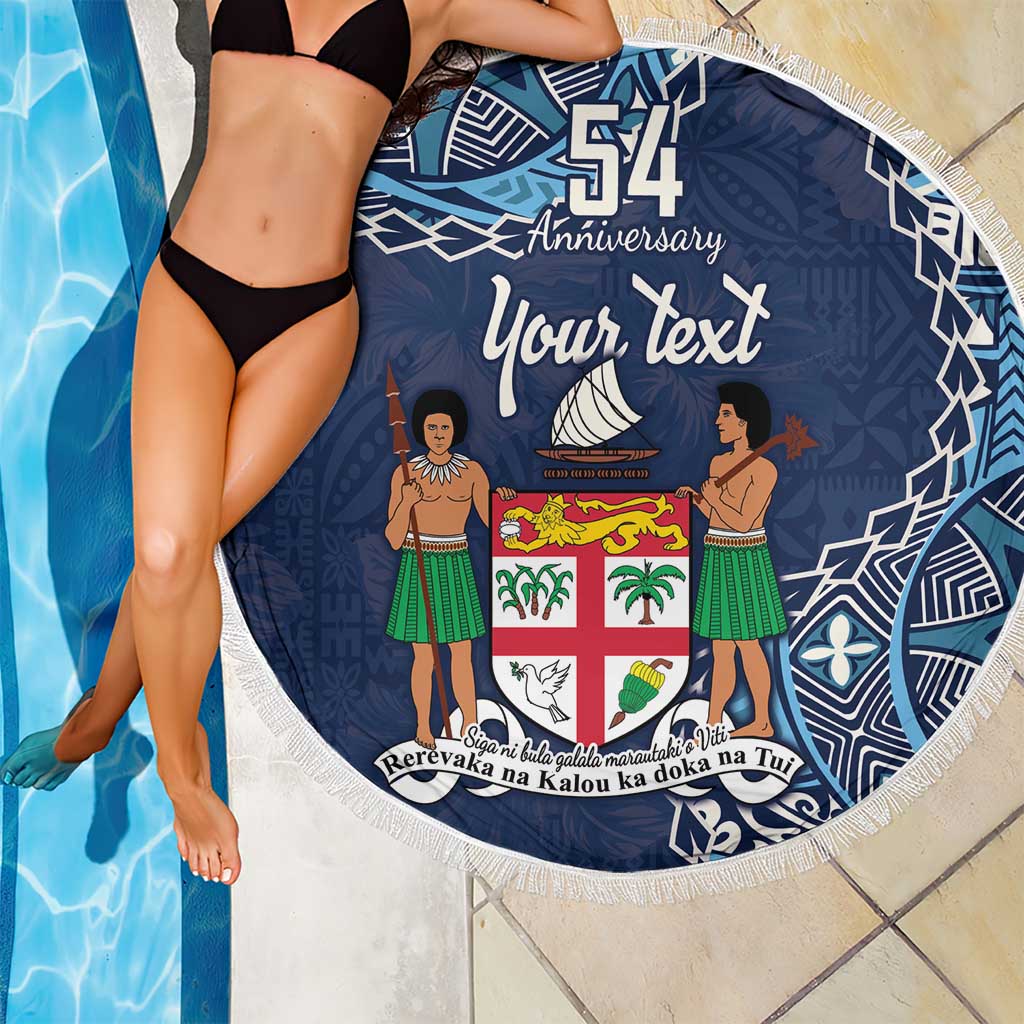Personalised Fiji 54th Anniversary Beach Blanket Siga Ni Bula Galala Marautaki O Viti LT9 - Polynesian Pride