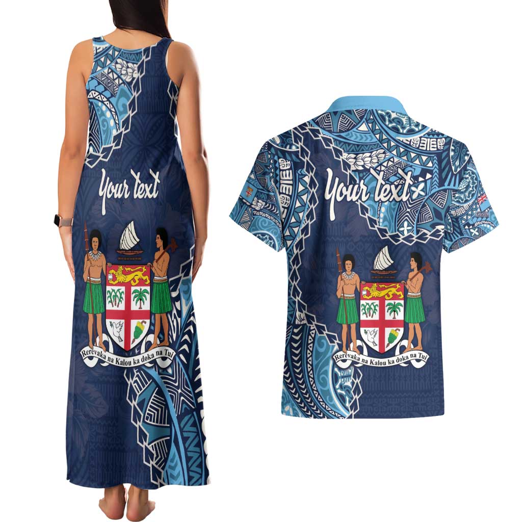 Personalised Fiji 54th Anniversary Couples Matching Tank Maxi Dress and Hawaiian Shirt Siga Ni Bula Galala Marautaki O Viti LT9 - Polynesian Pride