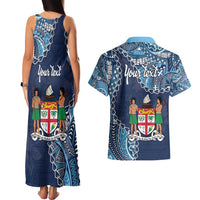 Personalised Fiji 54th Anniversary Couples Matching Tank Maxi Dress and Hawaiian Shirt Siga Ni Bula Galala Marautaki O Viti LT9 - Polynesian Pride