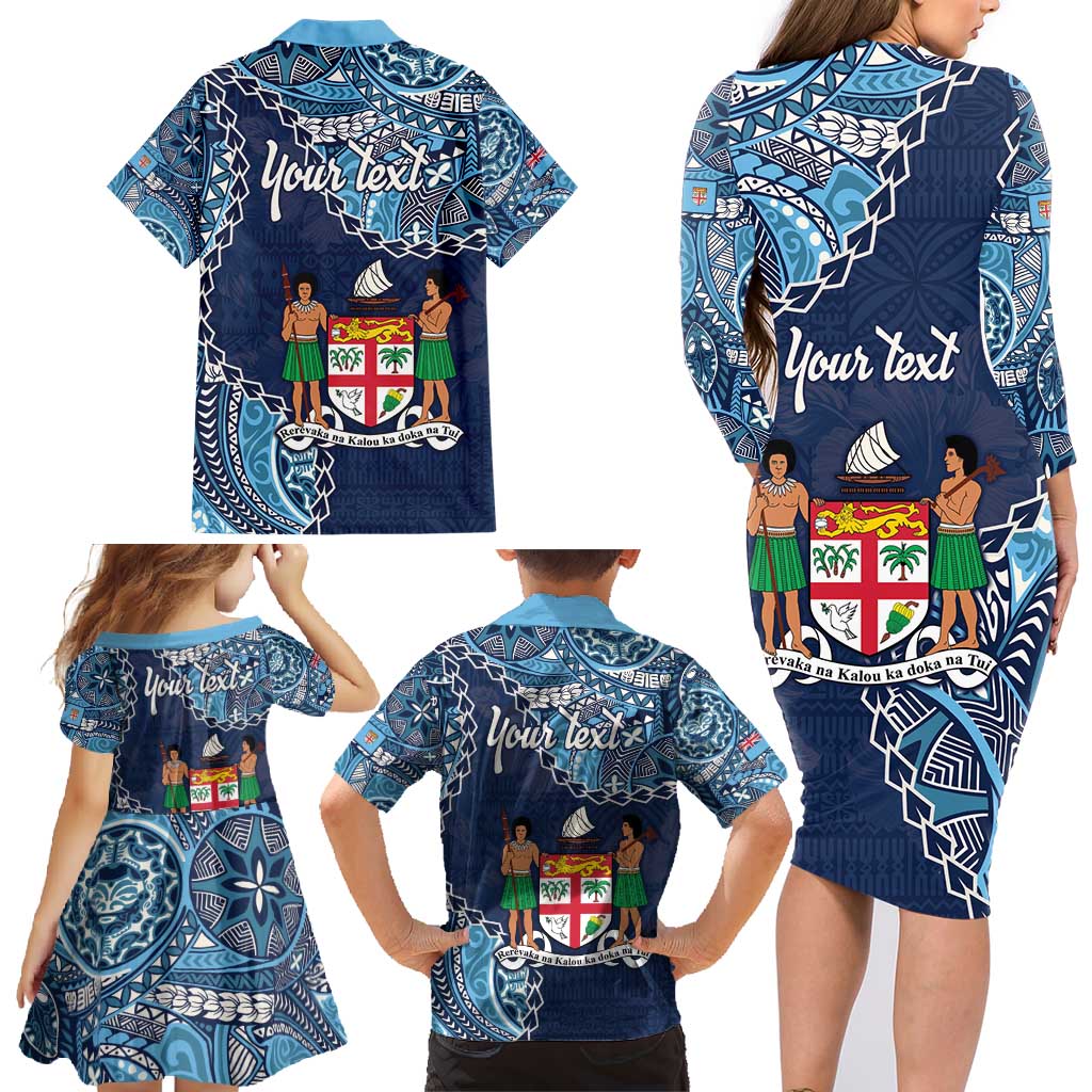 Personalised Fiji 54th Anniversary Family Matching Long Sleeve Bodycon Dress and Hawaiian Shirt Siga Ni Bula Galala Marautaki O Viti LT9 - Polynesian Pride