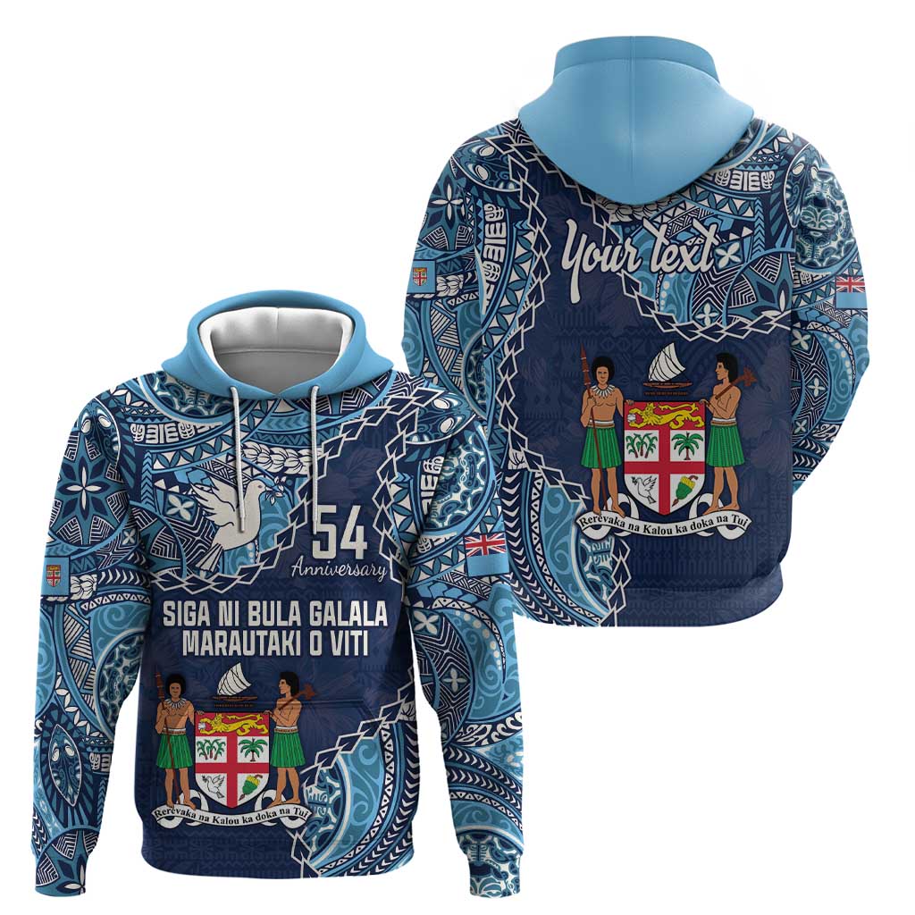 Personalised Fiji 54th Anniversary Hoodie Siga Ni Bula Galala Marautaki O Viti LT9 - Polynesian Pride