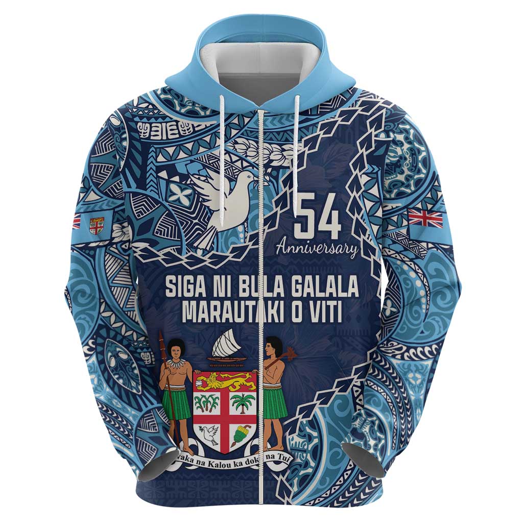 Personalised Fiji 54th Anniversary Hoodie Siga Ni Bula Galala Marautaki O Viti LT9 - Polynesian Pride