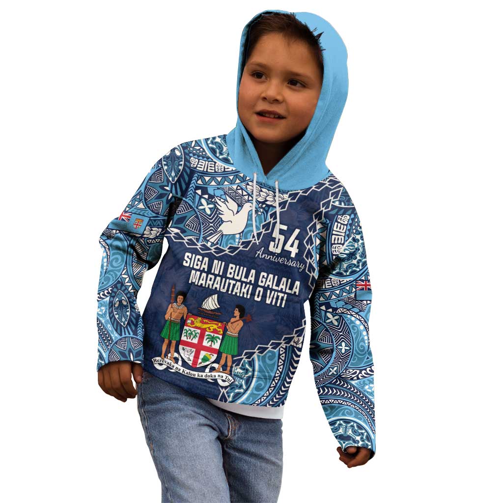 Personalised Fiji 54th Anniversary Kid Hoodie Siga Ni Bula Galala Marautaki O Viti LT9 - Polynesian Pride