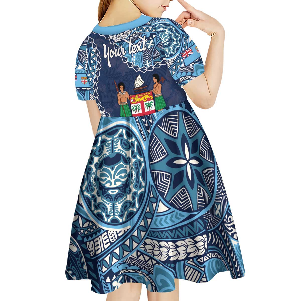 Personalised Fiji 54th Anniversary Kid Short Sleeve Dress Siga Ni Bula Galala Marautaki O Viti LT9 - Polynesian Pride