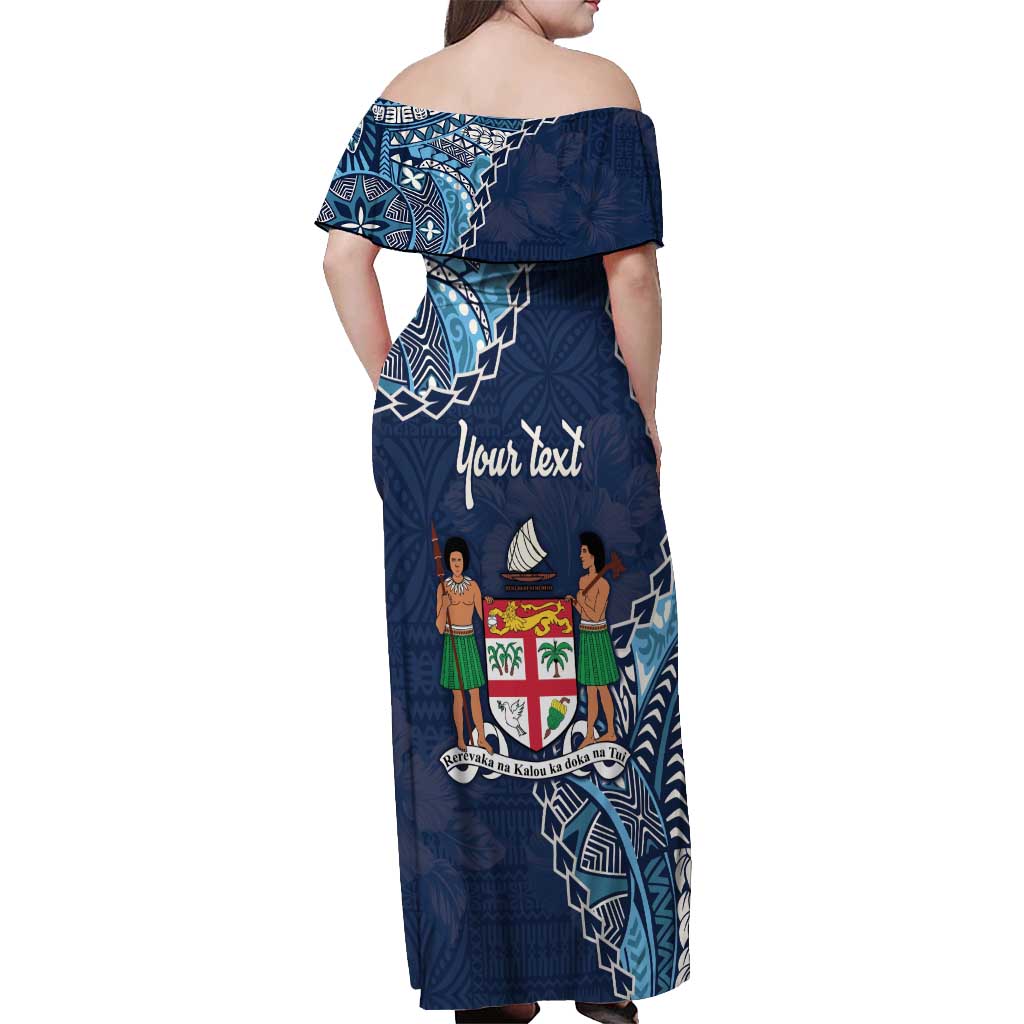 Personalised Fiji 54th Anniversary Off Shoulder Maxi Dress Siga Ni Bula Galala Marautaki O Viti LT9 - Polynesian Pride