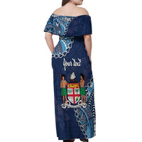 Personalised Fiji 54th Anniversary Off Shoulder Maxi Dress Siga Ni Bula Galala Marautaki O Viti LT9 - Polynesian Pride