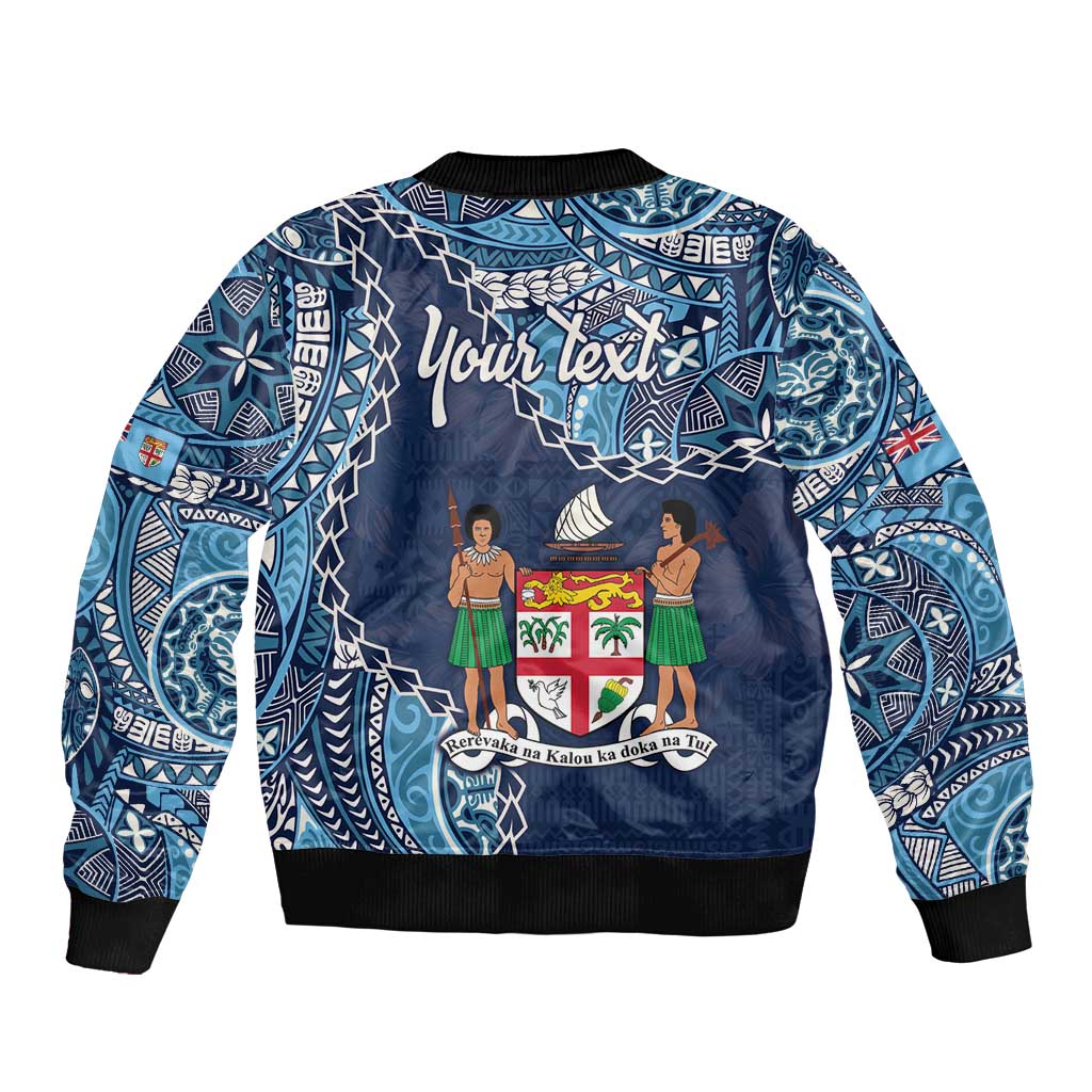 Personalised Fiji 54th Anniversary Sleeve Zip Bomber Jacket Siga Ni Bula Galala Marautaki O Viti LT9
