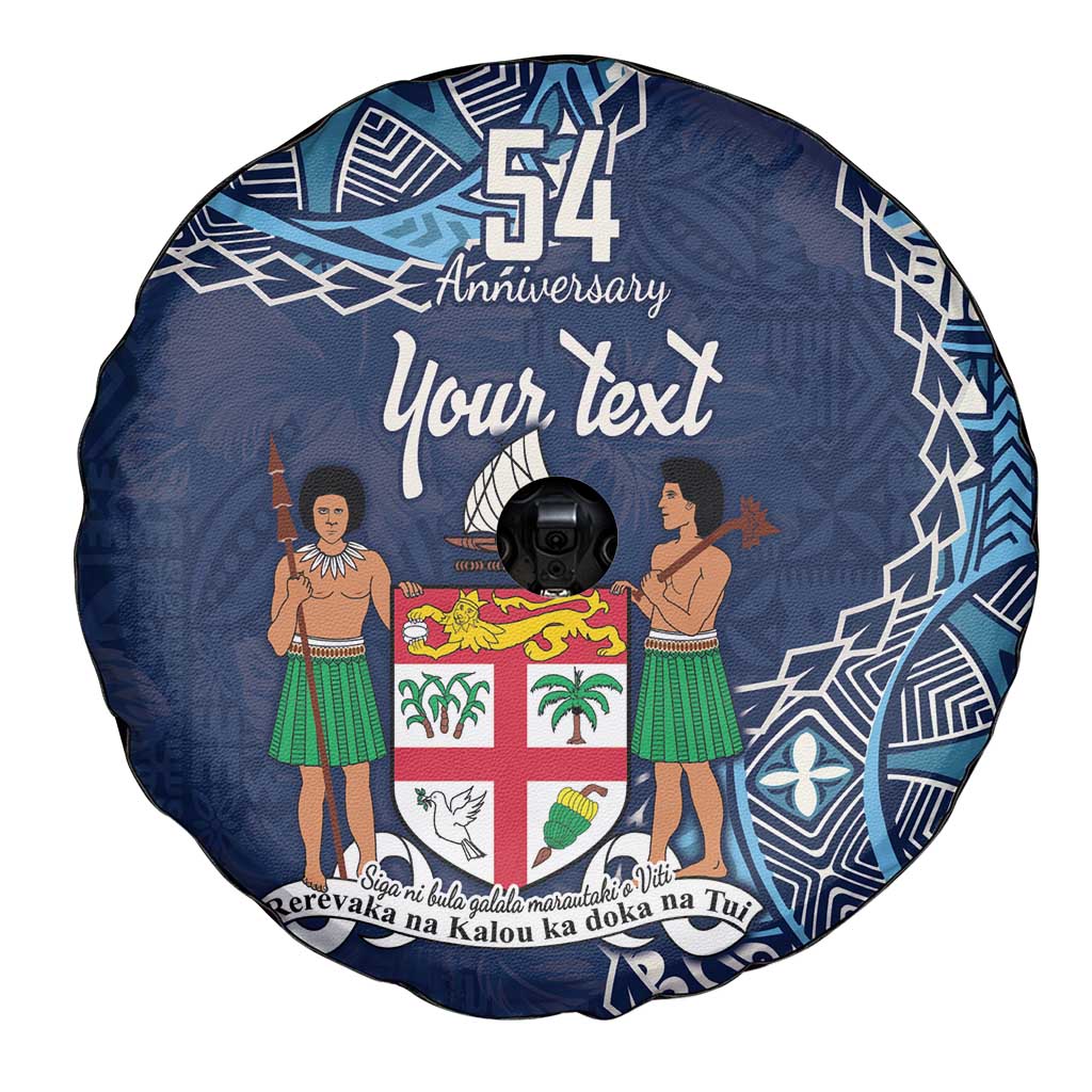Personalised Fiji 54th Anniversary Spare Tire Cover Siga Ni Bula Galala Marautaki O Viti LT9 - Polynesian Pride