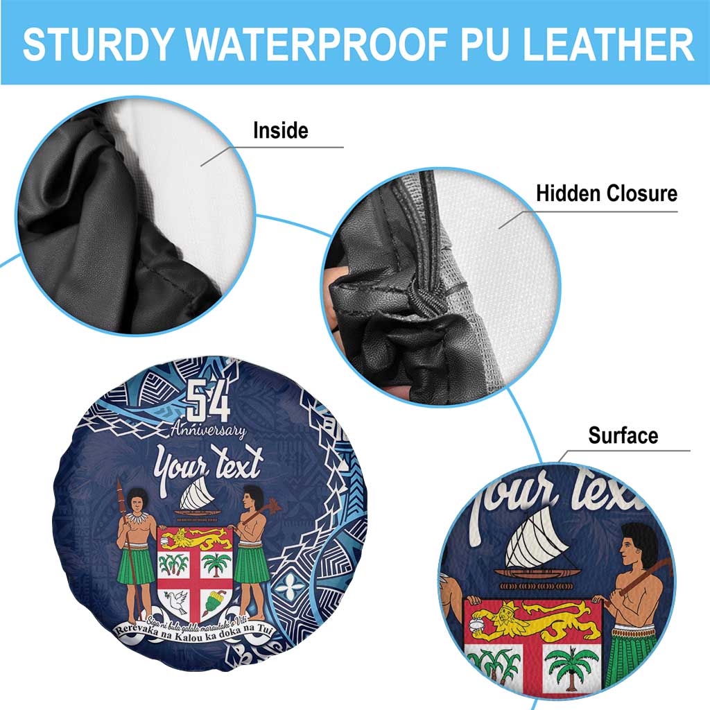 Personalised Fiji 54th Anniversary Spare Tire Cover Siga Ni Bula Galala Marautaki O Viti LT9 - Polynesian Pride