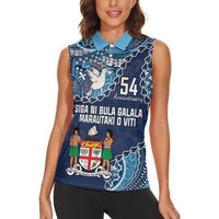 Personalised Fiji 54th Anniversary Women Sleeveless Polo Shirt Siga Ni Bula Galala Marautaki O Viti LT9 - Polynesian Pride