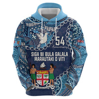 Personalised Fiji 54th Anniversary Zip Hoodie Siga Ni Bula Galala Marautaki O Viti LT9 - Polynesian Pride