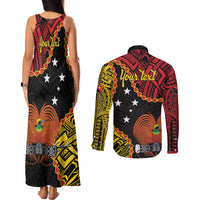 Personalised Papua New Guinea 49th Anniversary Couples Matching Tank Maxi Dress and Long Sleeve Button Shirt Hapi De bilong Indipendens Papua Niugini LT9 - Polynesian Pride