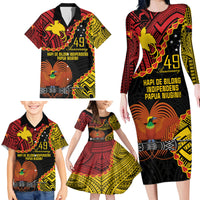 Personalised Papua New Guinea 49th Anniversary Family Matching Long Sleeve Bodycon Dress and Hawaiian Shirt Hapi De bilong Indipendens Papua Niugini LT9 - Polynesian Pride