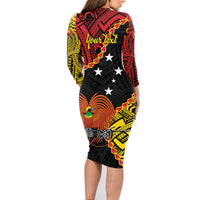 Personalised Papua New Guinea 49th Anniversary Family Matching Long Sleeve Bodycon Dress and Hawaiian Shirt Hapi De bilong Indipendens Papua Niugini LT9 - Polynesian Pride