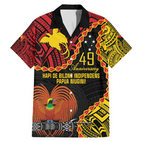 Personalised Papua New Guinea 49th Anniversary Family Matching Mermaid Dress and Hawaiian Shirt Hapi De bilong Indipendens Papua Niugini LT9 Dad's Shirt - Short Sleeve Black - Polynesian Pride