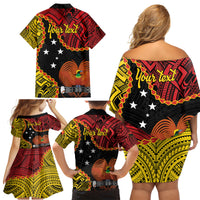 Personalised Papua New Guinea 49th Anniversary Family Matching Off Shoulder Short Dress and Hawaiian Shirt Hapi De bilong Indipendens Papua Niugini LT9 - Polynesian Pride