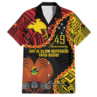 Personalised Papua New Guinea 49th Anniversary Family Matching Puletasi and Hawaiian Shirt Hapi De bilong Indipendens Papua Niugini LT9 Dad's Shirt - Short Sleeve Black - Polynesian Pride