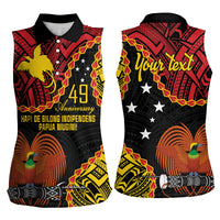 Personalised Papua New Guinea 49th Anniversary Women Sleeveless Polo Shirt Hapi De bilong Indipendens Papua Niugini LT9 - Polynesian Pride