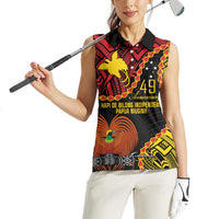 Personalised Papua New Guinea 49th Anniversary Women Sleeveless Polo Shirt Hapi De bilong Indipendens Papua Niugini LT9 - Polynesian Pride