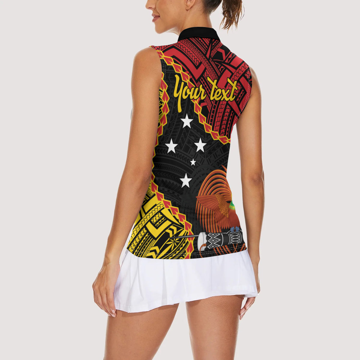 Personalised Papua New Guinea 49th Anniversary Women Sleeveless Polo Shirt Hapi De bilong Indipendens Papua Niugini LT9 - Polynesian Pride
