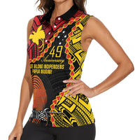 Personalised Papua New Guinea 49th Anniversary Women Sleeveless Polo Shirt Hapi De bilong Indipendens Papua Niugini LT9 - Polynesian Pride