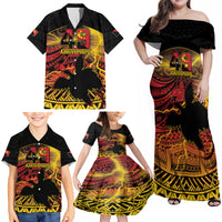 Personalised Papua New Guinea 49th Anniversary Family Matching Off Shoulder Maxi Dress and Hawaiian Shirt Bird of Paradise Unity In Diversity LT9 - Polynesian Pride