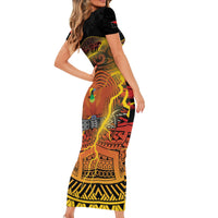 Personalised Papua New Guinea 49th Anniversary Family Matching Short Sleeve Bodycon Dress and Hawaiian Shirt Bird of Paradise Unity In Diversity LT9 - Polynesian Pride