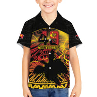 Personalised Papua New Guinea 49th Anniversary Family Matching Short Sleeve Bodycon Dress and Hawaiian Shirt Bird of Paradise Unity In Diversity LT9 Son's Shirt Black - Polynesian Pride