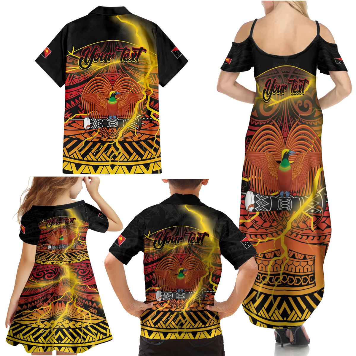 Personalised Papua New Guinea 49th Anniversary Family Matching Summer Maxi Dress and Hawaiian Shirt Bird of Paradise Unity In Diversity LT9 - Polynesian Pride